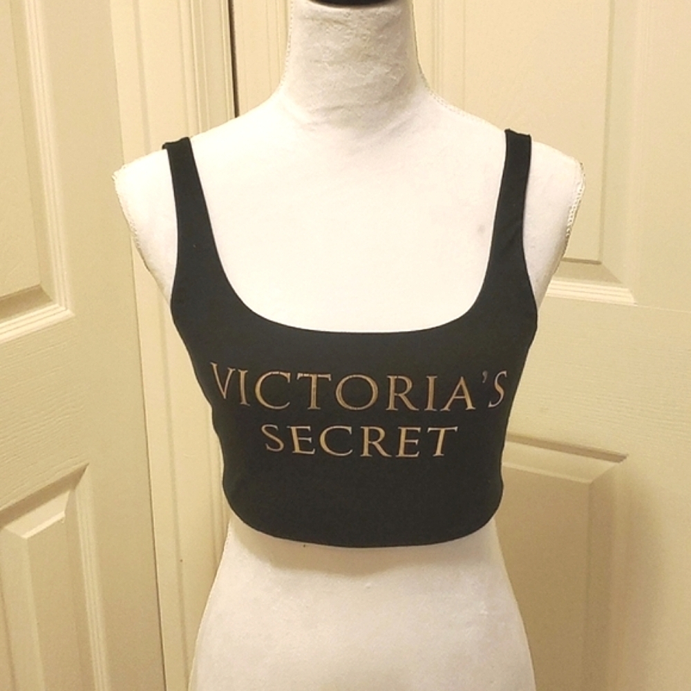 VICTORIA'S SECRET black & gold Signature Sports Bra. Medium.